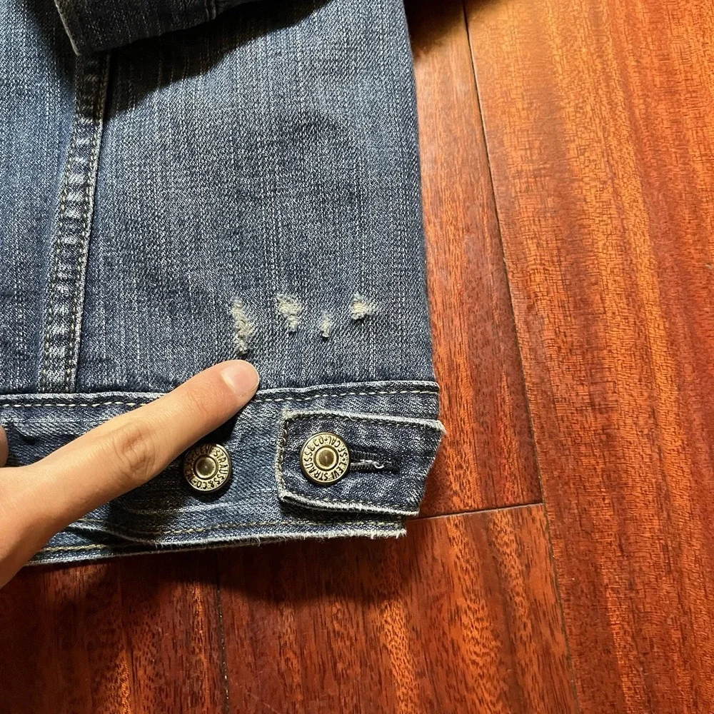 Levis Trucker Jacket Mens Medium Blue Jean Coat 58104 Sherpa DISTRESSED Y2K Era